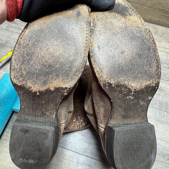 Ariat Ardent Brown Leather Floral Embroidered Western Boots Women's Size 8 - Picture 4 of 7